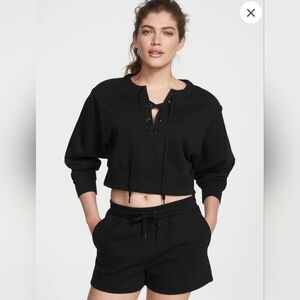 VICTORIA'S SECRET
Cotton Fleece Drawstring Crew Neck Sweater Size Large